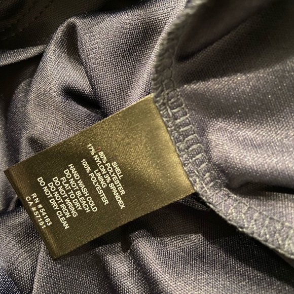 Jessica Howard Evenings Size 12 Long Sleeve Navy Blue Gold Lacy Sheath Dress - Picture 11 of 11